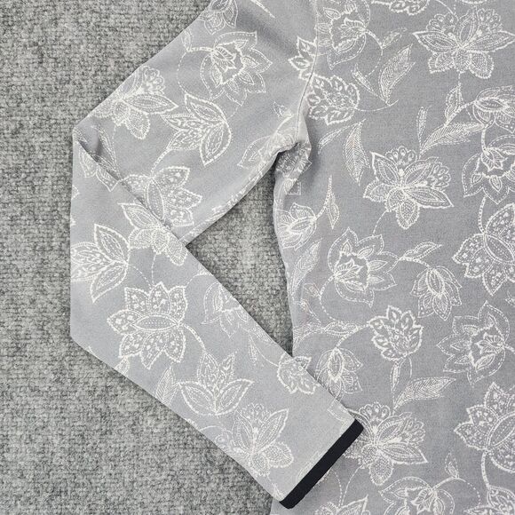 Hang Ten Rash Guard Womens Small Gray Floral Long Sleeve Stretch Zip Pocket Surf - Picture 7 of 16